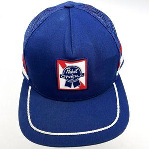 Vtg Pabst Blue Ribbon Beer O'Neill Blue Snap Back Mesh Truckers Baseball Hat Cap